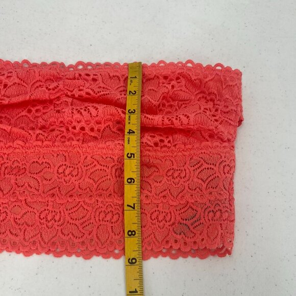 Aerie L Coral Lace Strapless Bandeau Bralette - Picture 7 of 9